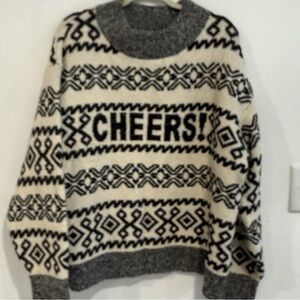 a new day Geometric Patterned Sweater - Black and Cream